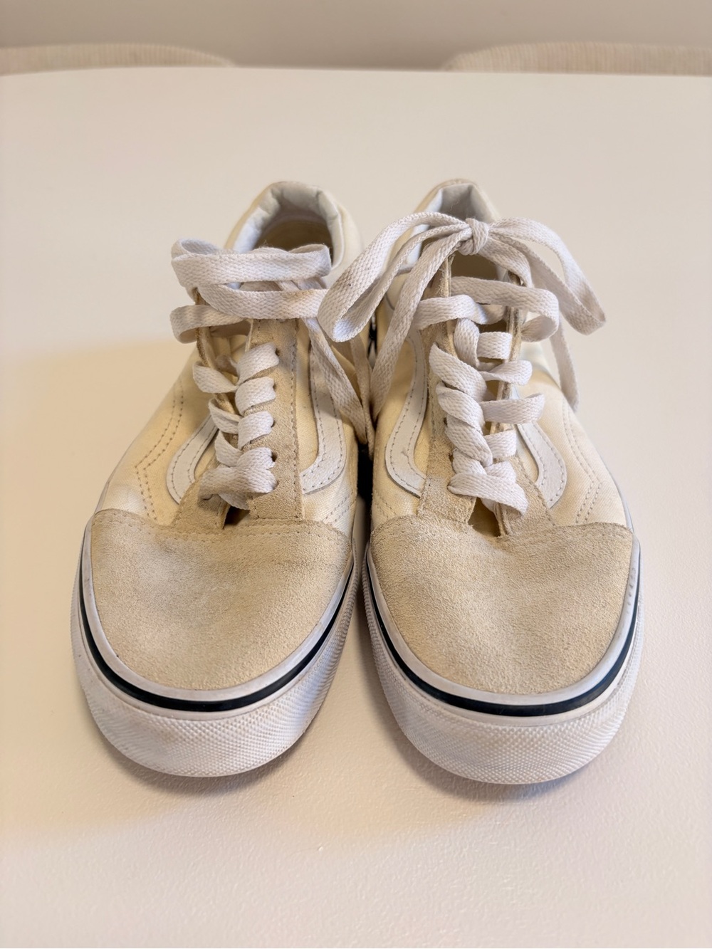 Vans Old Skool Cream White Suede Canvas Sneakers
